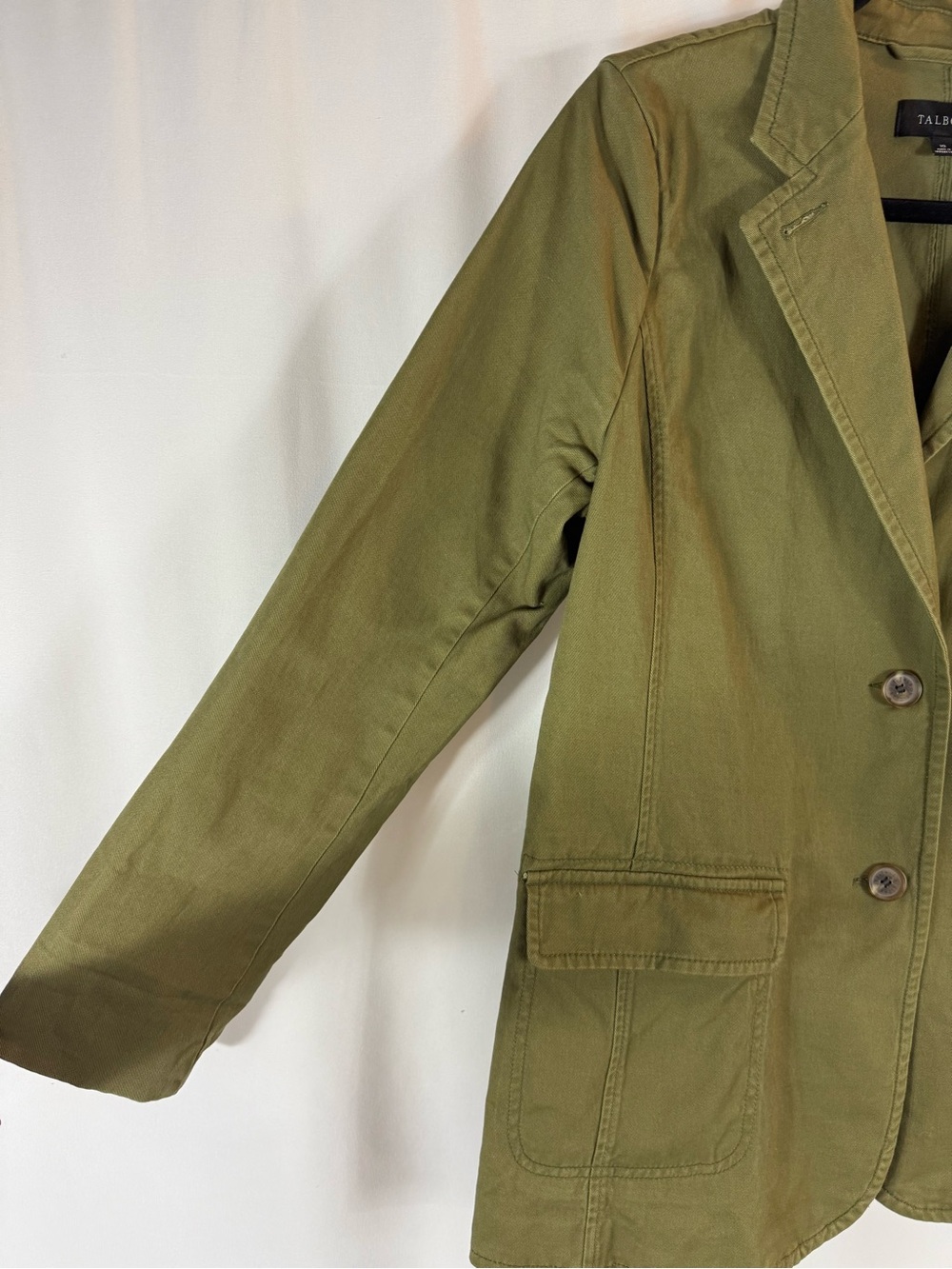 Talbots Olive Green Women's Tailored Cotton Blazer Jacket CASUAL WASHED BLAZER - Picture 6 of 16